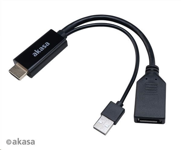 AKASA kabel redukce HDMI na DisplayPort, with power cable 4K@60Hz, - BOHEMIA COMPUTERS