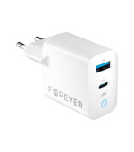 Rychlonabíječka do sítě Forever GaN TC-06-33AC PD QC 1x USB-C 1x USB 33W bílá