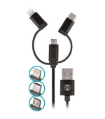 Datový kabel Forever 3v1 USB/microUSB, Lightning, USB-C 1m 1,5A černý