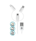 Datový kabel Forever 3v1 micro USB+Lightning+USB-C 1m 1,5A bílý