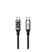 Datový kabel s LCD Forever USB-C/USB-C 1m 100W černý