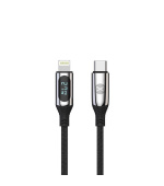 Datový kabel s LCD Forever USB-C/Lightning 1m 27W černý