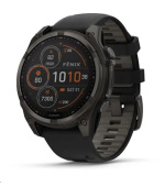 Garmin - fenix 8 Solar Sapphire - 47 mm - Carbon Gray DLC Titanium with Black | Pebble Gray Silicone Band, EU