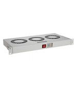 Chladící jednotka 19" 1U 3 ventilátory s bimetalovým termostatem RAL 7035 do 19" lišt VJ19-3-T-G