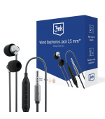 3mk sluchátka - Wired Earphones Jack 3,5 mm, černá