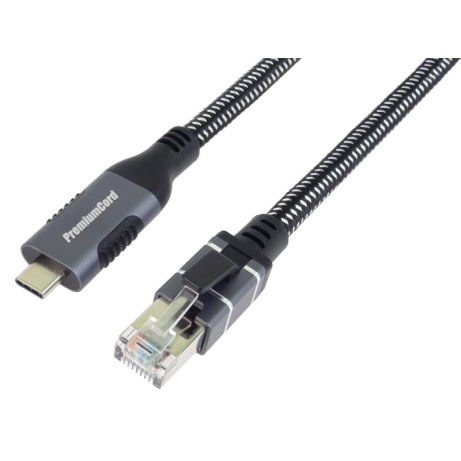 PremiumCord Ethernetový kabel USB-C na LAN RJ45 10/100/1000, 1m