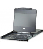 ATEN 8-port KVM USB, DVI, OSD,Single Rail rack, 17.3" FHD LCD, touchpad, klávesnice