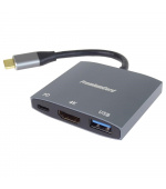 PremiumCord adaptér USB-C na HDMI, USB3.0,  PD, rozlišení 4K a FULL HD 1080p