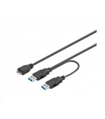 PREMIUMCORD Kabel USB 3.0 2xA - micro (M/F) 30cm DUÁLNÍ (extra napájení)