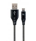 GEMBIRD Kabel USB 2.0 AM na Type-C kabel (AM/CM), 2m, opletený, černo-bílý, blister, PREMIUM QUALITY