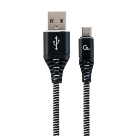 GEMBIRD Kabel USB 2.0 AM na Type-C kabel (AM/CM), 2m, opletený, černo-bílý, blister, PREMIUM QUALITY