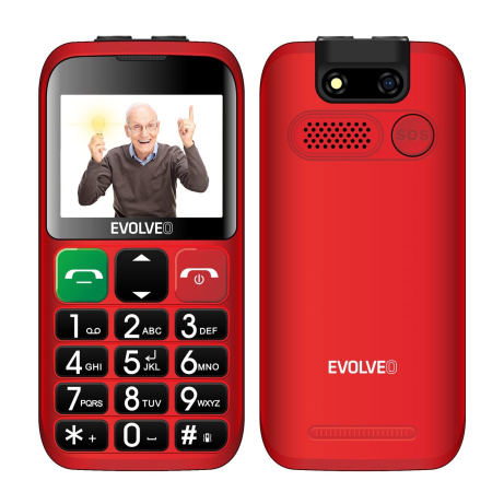 EVOLVEO EasyPhone ET, mobilní telefon pro seniory s nabíjecím stojánkem, červená