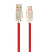 GEMBIRD Kabel USB 2.0 AM na Type-C kabel (AM/CM), 1m, pogumovaný, červený, blister, PREMIUM QUALITY