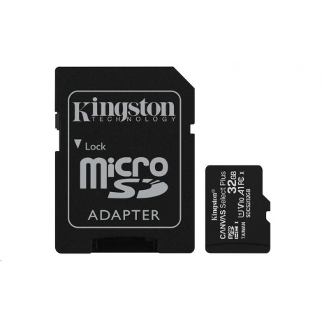 Kingston MicroSDHC karta 32GB Canvas Select Plus 100R A1 C10 Card + SD adaptér