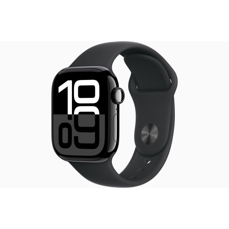 Apple Watch S10 Cell/42mm/Jet Black/Sport Band/Black/-S/M