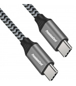 PREMIUMCORD Kabel USB-C M/M, 100W 20V/5A 480Mbps bavlněný oplet, 0,5m