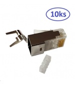 Konektor STP RJ45 (8p8c), Cat6A, 50µm, skládaný, drát - 10 ks