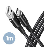 AXAGON BUCM-AM10AB, HQ kabel USB-C <-> USB-A, 1m, USB 2.0, 3A, ALU, oplet, černý