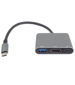 PremiumCord Adaptér USB-C na HDMI + USB3.0 + PD, rozlišení 4K a FULL HD 1080p