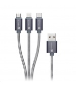 CONNECT IT Wirez 3in1 USB-C & Micro USB & Lightning, silver gray, 1,2 m