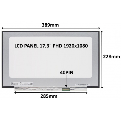 LCD PANEL 17,3" FHD 1920x1080 40PIN MATNÝ IPS 144HZ / BEZ ÚCHYTŮ