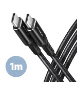 AXAGON BUCM-CM10AB, HQ kabel USB-C <-> USB-C, 1m, USB 2.0, PD 60W 3A, ALU, oplet, černý