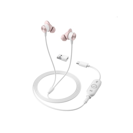 Logitech sluchátka Zone wired Earbuds, drátové, růžová