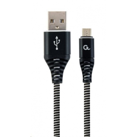 GEMBIRD Kabel USB 2.0 AM na MicroUSB (AM/BM), 1m, opletený, černo-bílý, blister, PREMIUM QUALITY