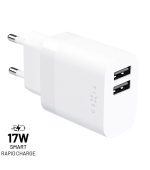 Síťová nabíječka FIXED s 2xUSB výstupem, 17W Smart Rapid Charge, bílá