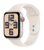 Apple Watch SE (2024) GPS + Cellular 40mm Starlight Aluminium Case with Starlight Sport Band - S/M