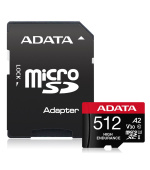 ADATA MicroSDXC karta 512GB High Endurance UHS-I C10 V30 A2 (R:100/W:85 MB/s) + SD adaptér