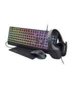 BAZAR - TRUST Sada sluchátka + myš + klávesnice + mousepad GXT 792 Quadrox 4v1 Gaming Bundle - Poškozený obal (Komplet)