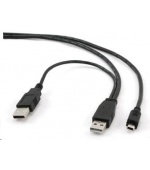 GEMBIRD Kabel USB 2.0 A-Mini B (5pin) propojovací 0,9m DUÁLNÍ (extra napájení)