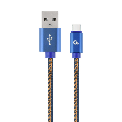 Gembird oplétaný denim USB-A/USB-C kabel 1m