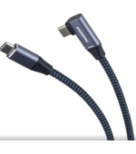 PremiumCord USB-C zahnutý kabel ( USB 3.2 GEN 2x2, 5A, 100W, 20Gbit/s ) bavlněný oplet, 3m