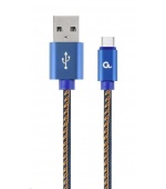 GEMBIRD Kabel USB 2.0 AM na Type-C kabel (AM/CM), 2m, opletený, jeans, blister, PREMIUM QUALITY