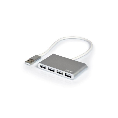 PORT USB HUB, 4x USB 2.0, šedý