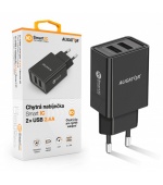 ALIGATOR Chytrá síťová nabíječka 2,4A, 2xUSB, smart IC, černá