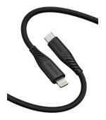 DATOVÝ KABEL SWISSTEN SOFT SILICONE USB-C / LIGHTNING 1,5 M 60W ČERNÝ