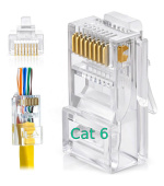 W-Star Konektor UTP RJ45EZ Cat6 100ks 3U pozlacený 6SLD pass through drát licna RJ45EZC6S