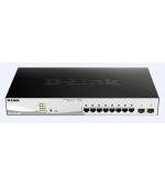 D-Link DGS-1210-10MP 10-port Gigabit Smart+ PoE Switch, 8x GbE PoE+, 2x SFP, PoE 130W, fanless