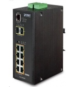 Planet IGS-10020PT PoE switch 8x 1000Base-T, 2x SFP, 802.3af 130W, IP30, -40 až 75°C, SNMP, IGMPv3, IPv6