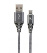 GEMBIRD Kabel USB 2.0 AM na Type-C kabel (AM/CM), 1m, opletený, šedo-bílý, blister, PREMIUM QUALITY