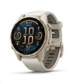 Garmin fenix® 8 – 43 mm, AMOLED, Sapphire, Soft Gold / Fog grey se silikonovým řemínkem, EU