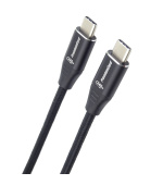 PREMIUMCORD Kabel USB-C M/M, 240W 480Mbps černý bavlněný oplet, 0,5m