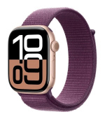 Apple Watch Series 10 GPS + Cellular 46mm Rose Gold Aluminium Case with Plum Sport Loop