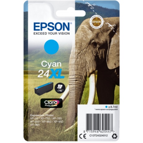 Epson Singlepack Cyan 24XL Claria Photo HD Ink