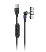 CONNECT IT Magnetický kabel PowerLink 3v1, USB-C / Lightning / MicroUSB, 2m, černá