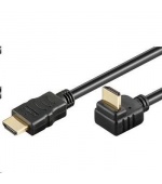 PremiumCord HDMI High Speed+Ethernet kabel, zlacený zahnutý konektor 270° 1m