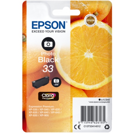 Epson Singlepack Photo Black 33 Claria Premium Ink